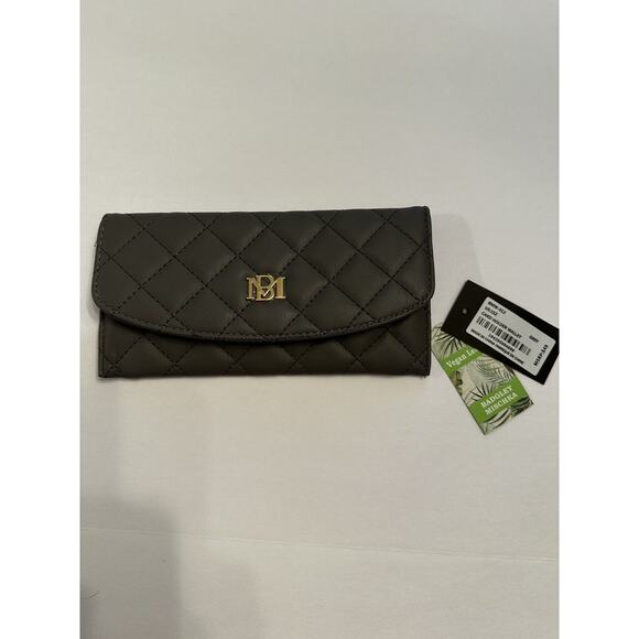 Badgley Mischka Card Holder Wallet New W/Tags Vegan Leather Grey Dia - Picture 1 of 2